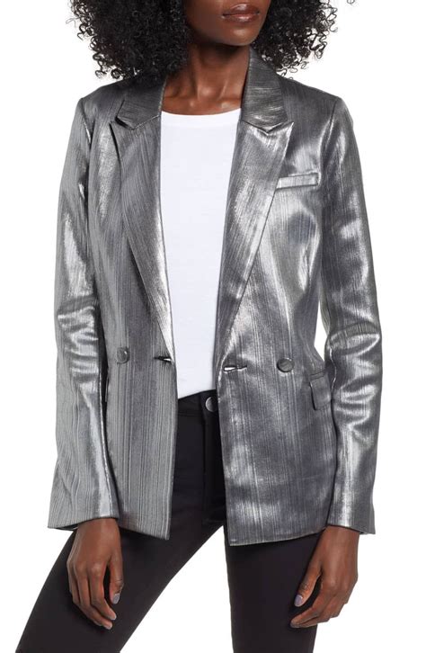 cooling fabric metallic blazer under $100|nordstrom rack metallic blazer.